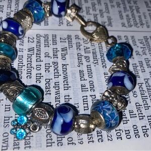 Ocean-Inspired Blue and Silver Beaded Bracelet